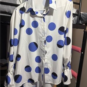 Polka Dot Women's Top - Blue and Black